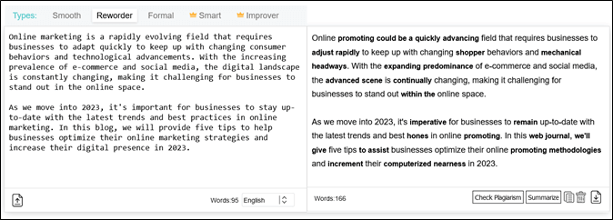 Paraphrasing AI content